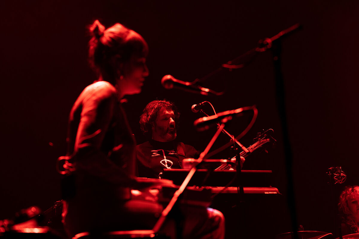Radie Peat and John Murphy on stage as part of ØXN at the Everyman. Pic: Darragh Kane Radie Peat and John Murphy on stage as part of ØXN at the Everyman. Pic: Darragh Kane
