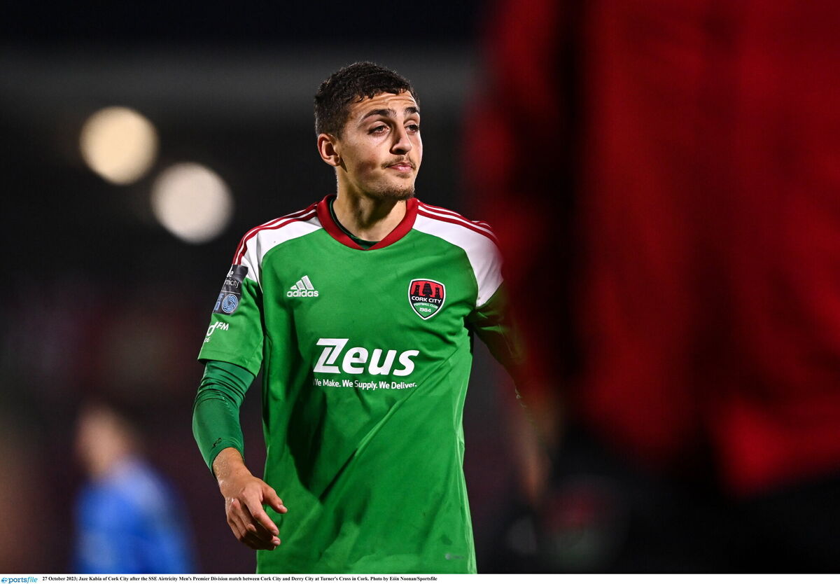 Jaze Kabia of Cork City after the SSE Airtricity Men's Premier Division match between Cork City and Derry City at Turner's Cross in Cork. Photo by Eóin Noonan/Sportsfile Jaze Kabia of Cork City after the SSE Airtricity Men's Premier Division match between Cork City and Derry City at Turner's Cross in Cork. Photo by Eóin Noonan/Sportsfile
