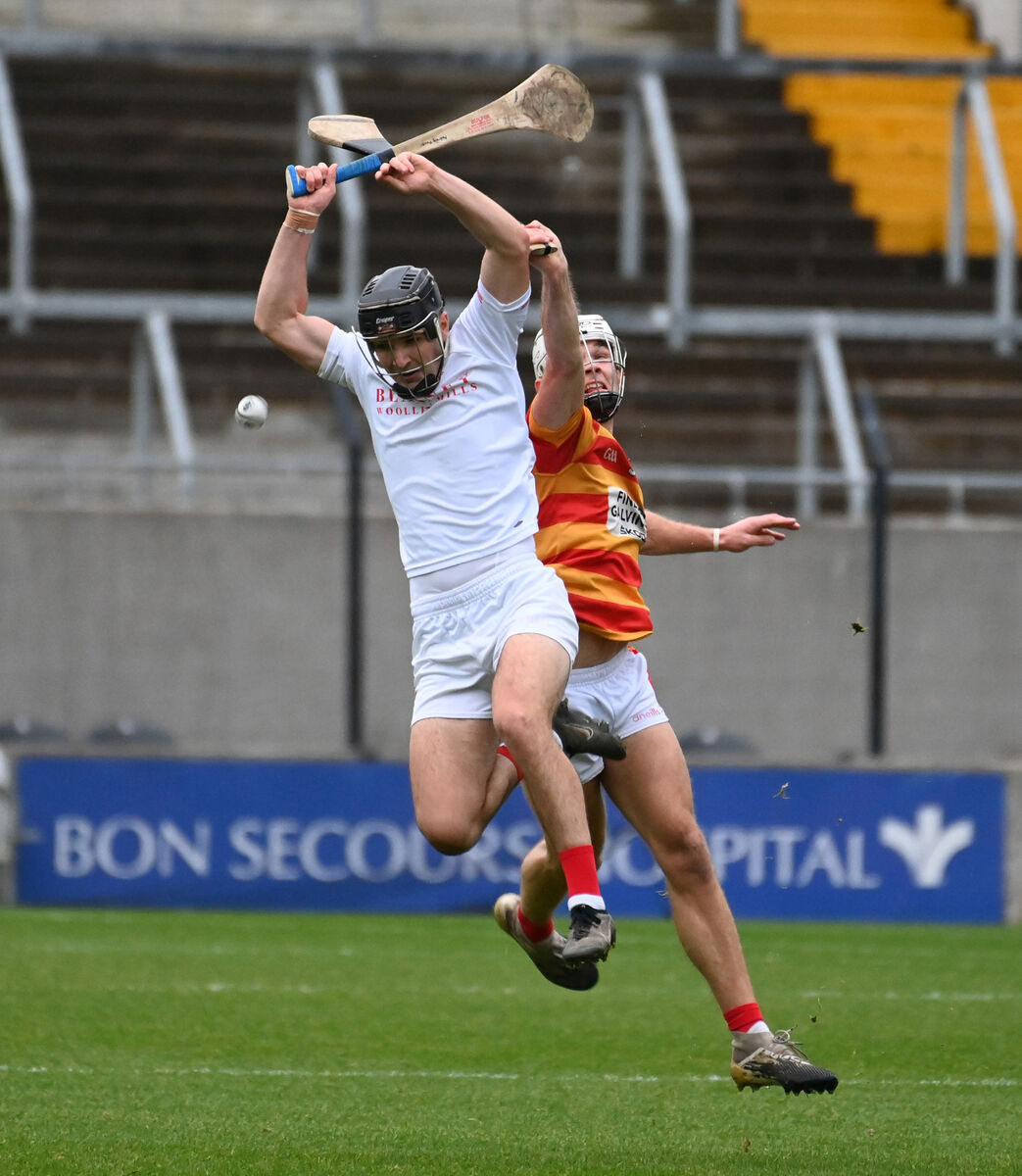 Blarney's Padraig Power can't secure the sliotar in the air. Picture: Eddie O'Hare Blarney's Padraig Power can't secure the sliotar in the air. Picture: Eddie O'Hare