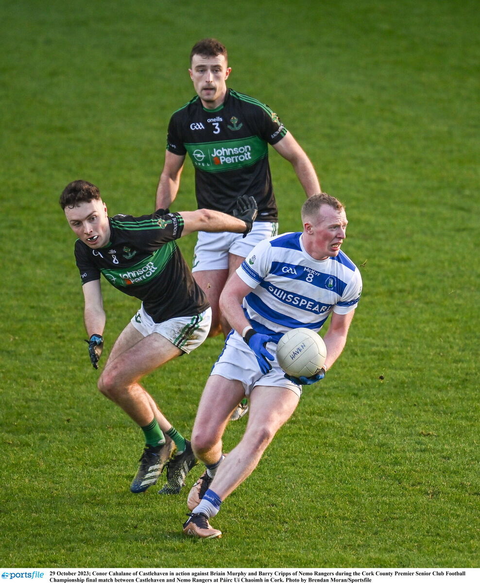Conor Cahalane of Castlehaven in action against Nemo Rangers during the Premier SFC final at Páirc Uí Chaoimh. Picture: Brendan Moran/Sportsfile