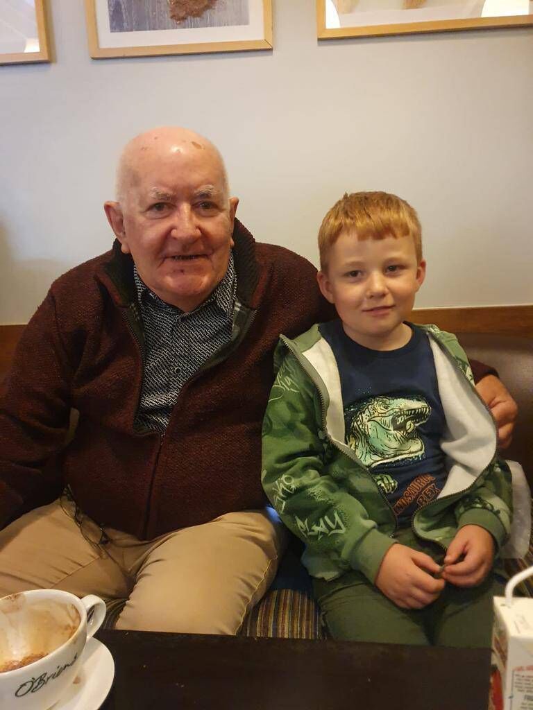 Peadar O’Leary with his grandson Charlie. Peadar O’Leary with his grandson Charlie.