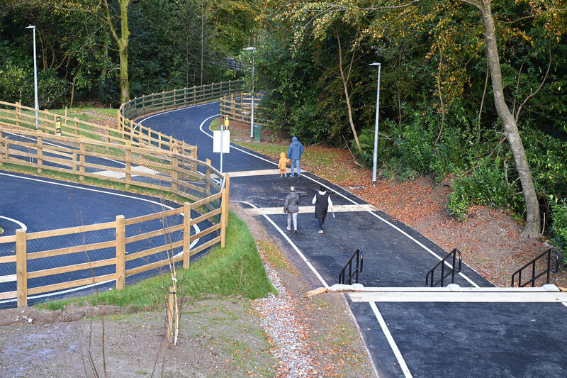 The 62m bridge which spans the N40 was installed in April, linking Grange to Tramore Valley Park and is accessible to all via a tarmac shared pathway. Pic; Larry Cummins The 62m bridge which spans the N40 was installed in April, linking Grange to Tramore Valley Park and is accessible to all via a tarmac shared pathway. Pic; Larry Cummins