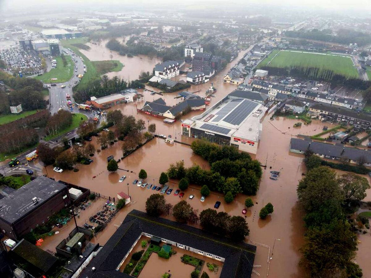 Drone footage  showing the scale of the floods in Midleton. Picture: Guileen Coast Guard