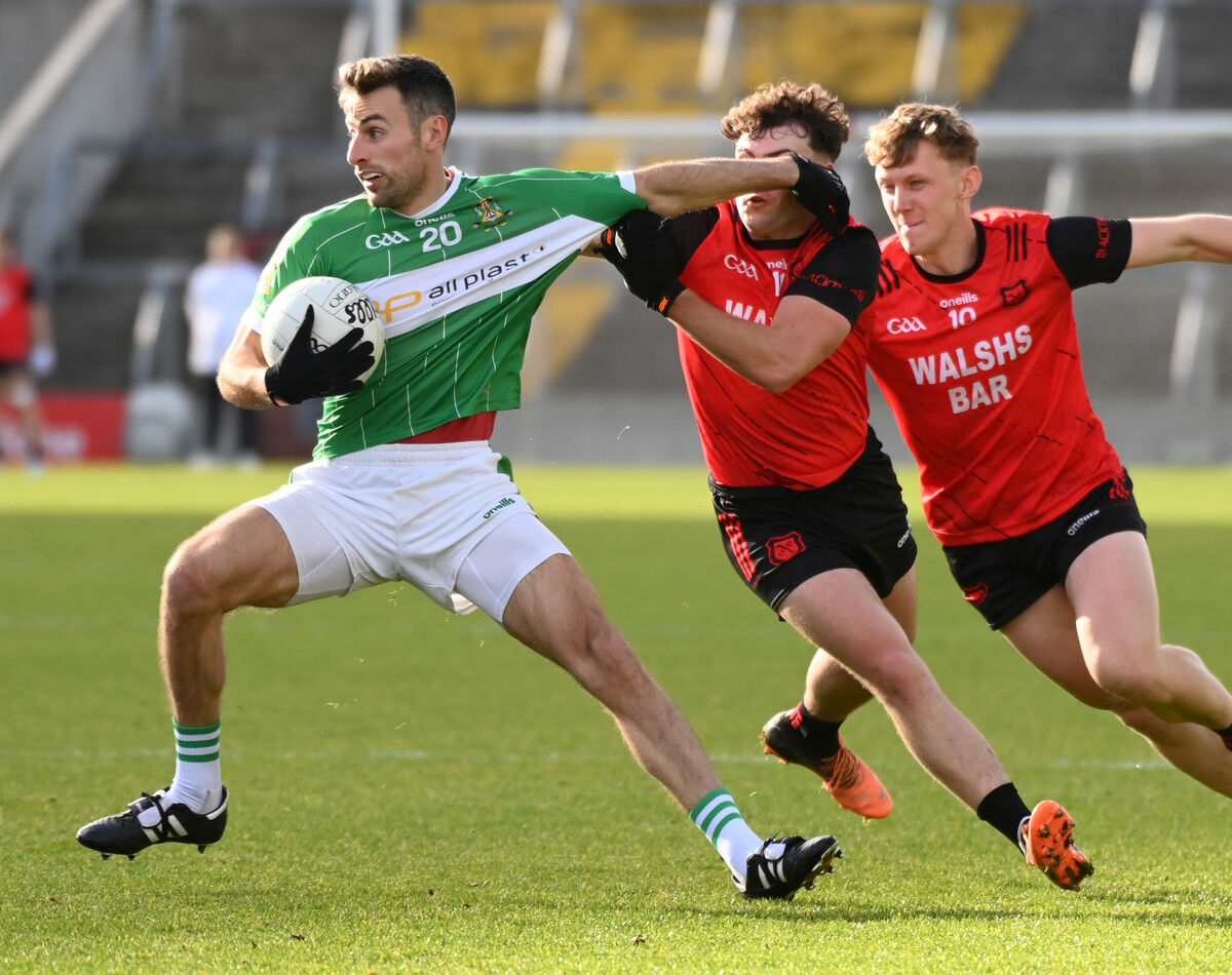 Aghabullogue's Michael Dennehy holds off Mitchelstown's Dylan Reidy Price during the IAFC final. Picture: Eddie O'Hare