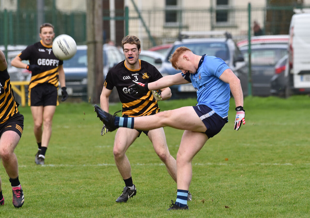 Ryan O'Donovan, Barryroe, getting in a shot on goal watched by Tadgh O'Riordan, Castlemagner. Picture: Dan Linehan Ryan O'Donovan, Barryroe, getting in a shot on goal watched by Tadgh O'Riordan, Castlemagner. Picture: Dan Linehan