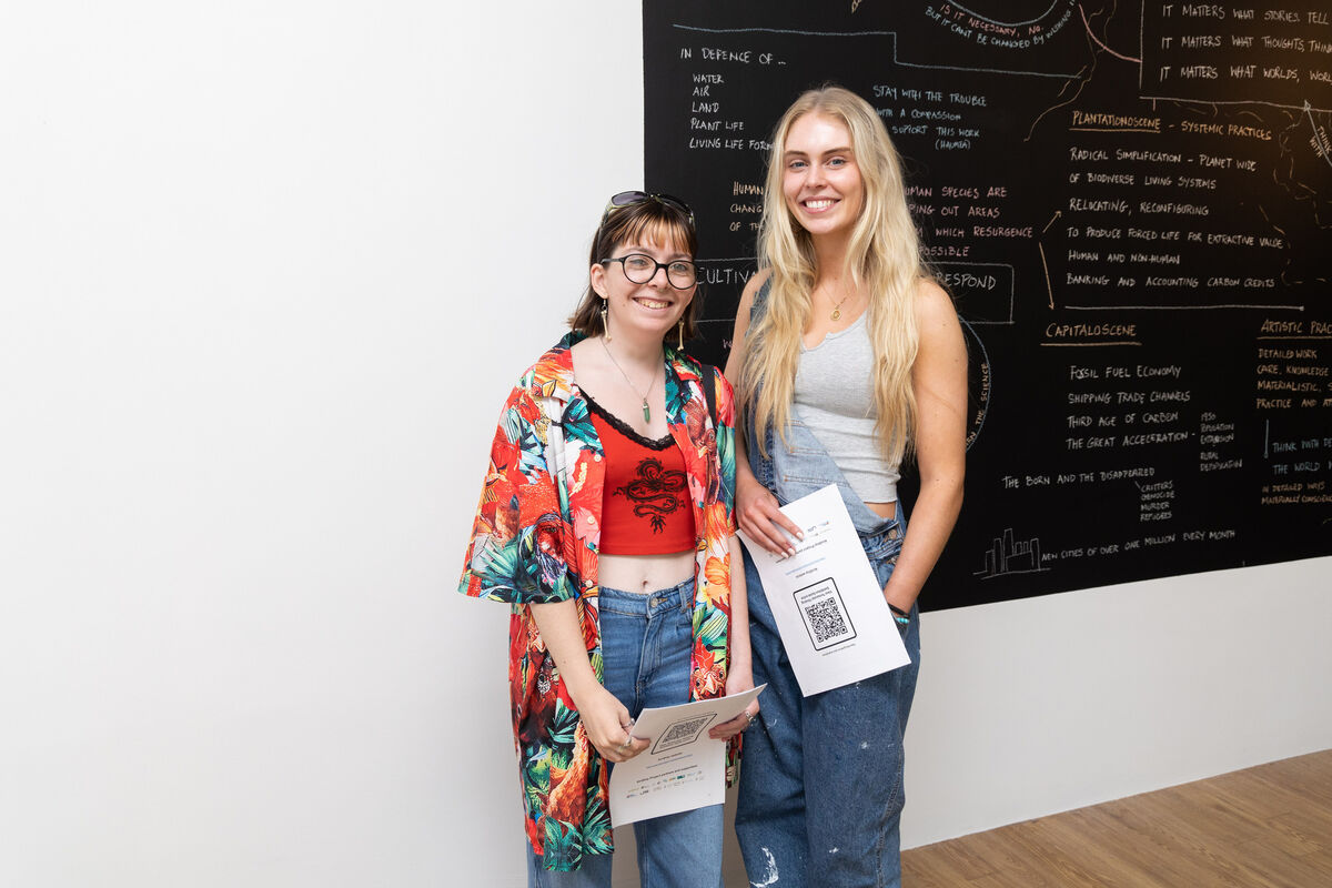 Alice Buckley Healy, Roscarbury and Zara Foley, Ballincollig at the opening of the exhibition TENTACULAR THINKING in the James Barry Exhibition Centre, MTU Bishopstown Campus.