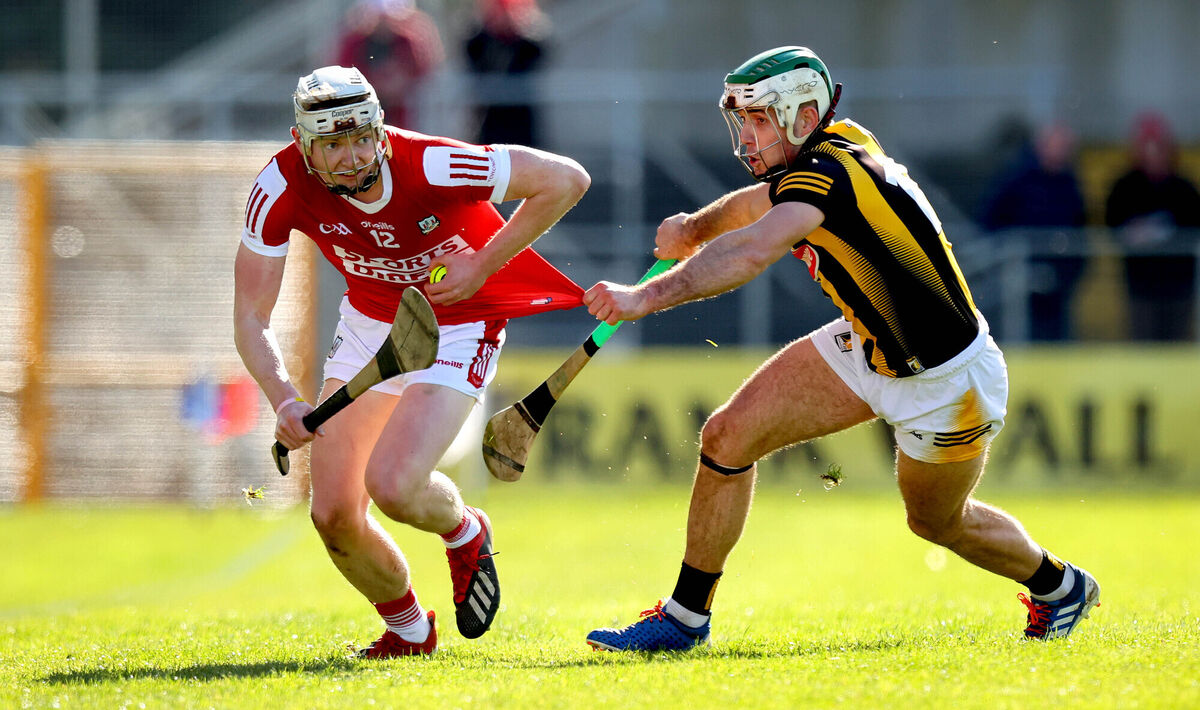 Kilkenny’s Paddy Deegan and Shane Barrett of Cork. Picture: ©INPHO/Ryan Byrne