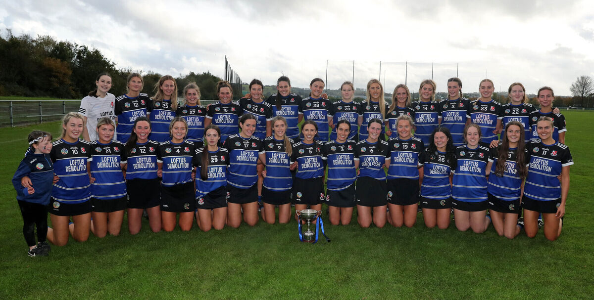 Sarsfields celebrate their win in the county final. Picture: Jim Coughlan. Sarsfields celebrate their win in the county final. Picture: Jim Coughlan.