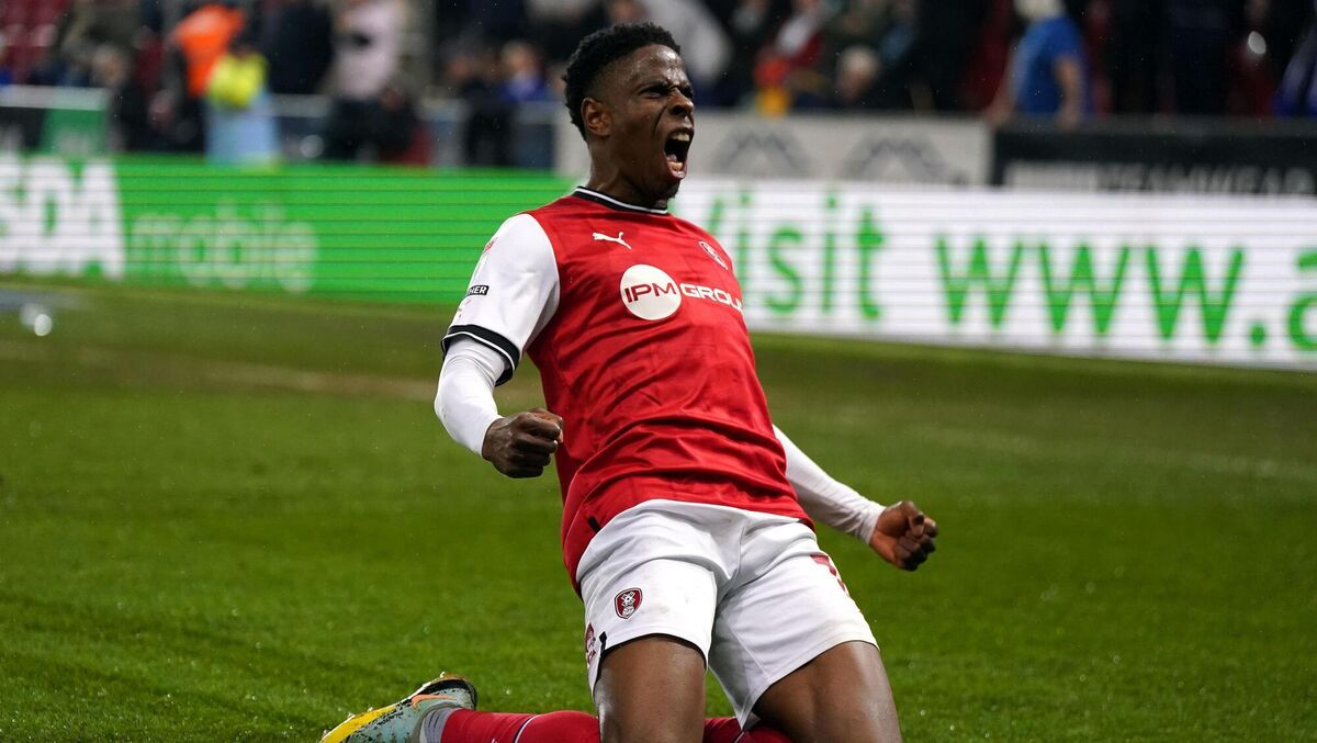 Rotherham United's Chiedozie Ogbene celebrates scoring during a Sky Bet Championship match at the AESSEAL New York Stadium, Rotherham. Picture: Nick Potts/PA Wire