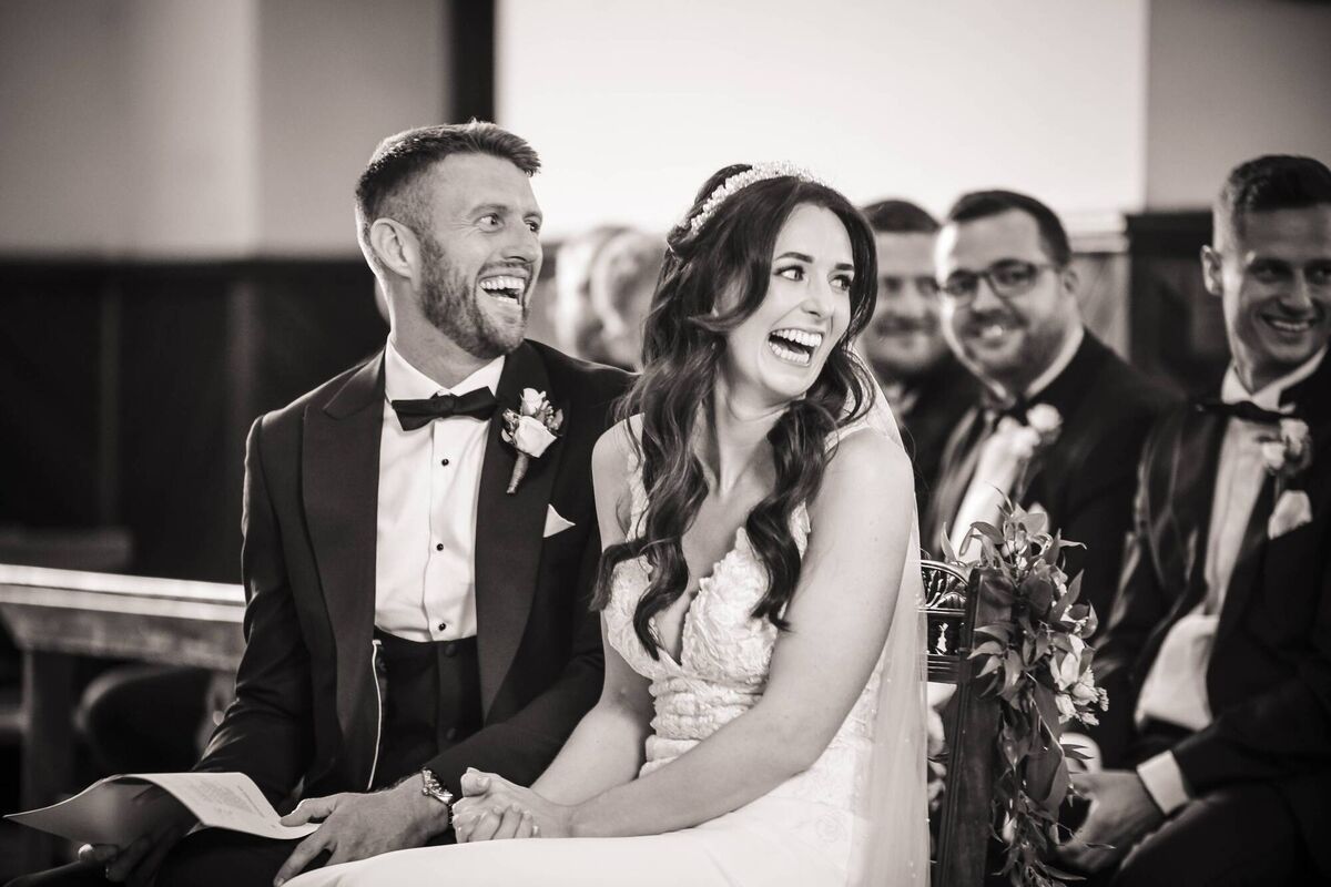 The couple were married at Ovens Church. The couple were married at Ovens Church.