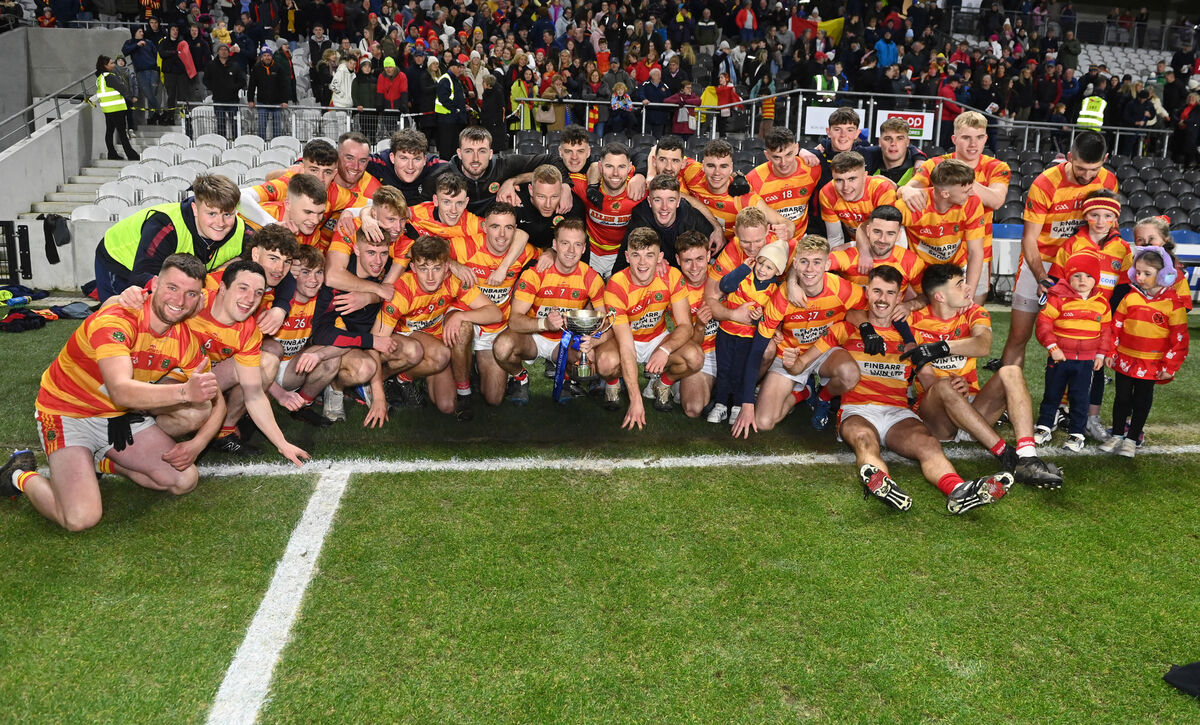Newcestown players celebrate after defeating Dohenys in the SAFC final at Páirc Uí Chaoimh. Picture: Eddie O'Hare