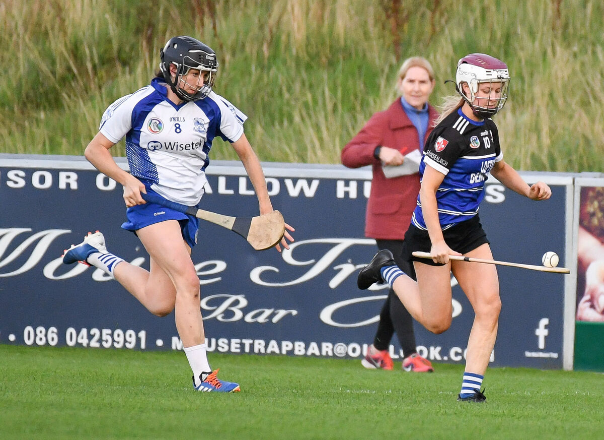 Sarsfields' Clare Mullins gets away from Milford's Orla O'Mahony. Picture: David Keane. Sarsfields' Clare Mullins gets away from Milford's Orla O'Mahony. Picture: David Keane.