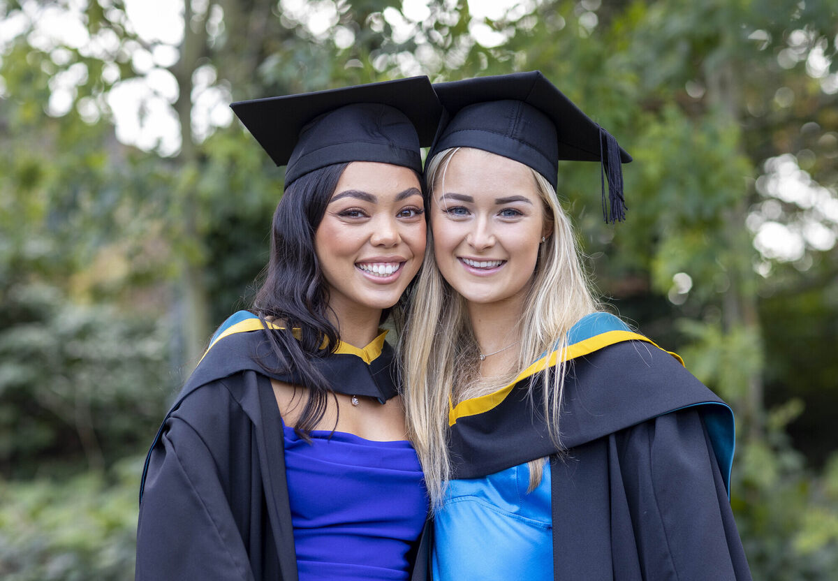 Pictured at the Mary Immaculate College conferring ceremony was Fiona Nelligan, Charleville, and Clare Mullins, Glanmire. Picture: Arthur Ellis. Pictured at the Mary Immaculate College conferring ceremony was Fiona Nelligan, Charleville, and Clare Mullins, Glanmire. Picture: Arthur Ellis.