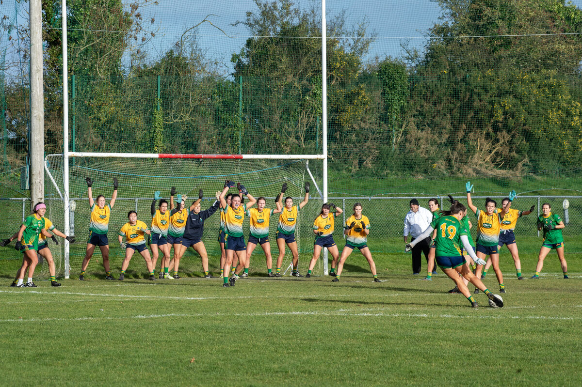  The Glanmire team lines up across for this injury time free by Aoife Corbett, Monagee. Picture: Dan Linehan