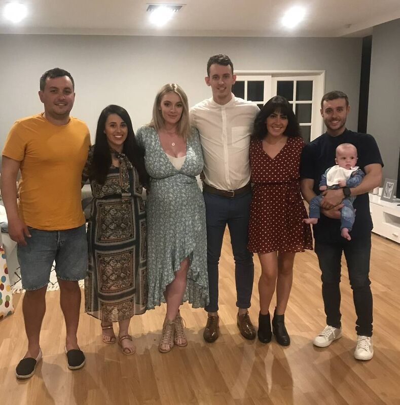 Cathal and Stephanie Flaherty, Leona (Liam's partner) and Liam Carmody, Rebecca and John Carmody and baby Elijah.