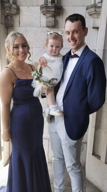 Liam Carmody and partner Leona with their child Allie.