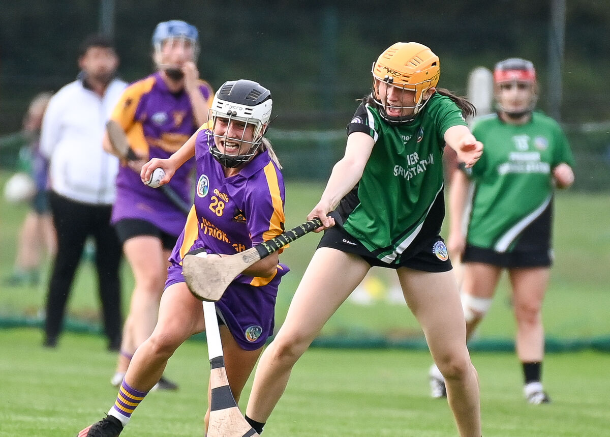 St Catherine’s Aoife Hurley is tackled by Killeagh's Megan O'Donovan. Picture: David Keane. St Catherine’s Aoife Hurley is tackled by Killeagh's Megan O'Donovan. Picture: David Keane.