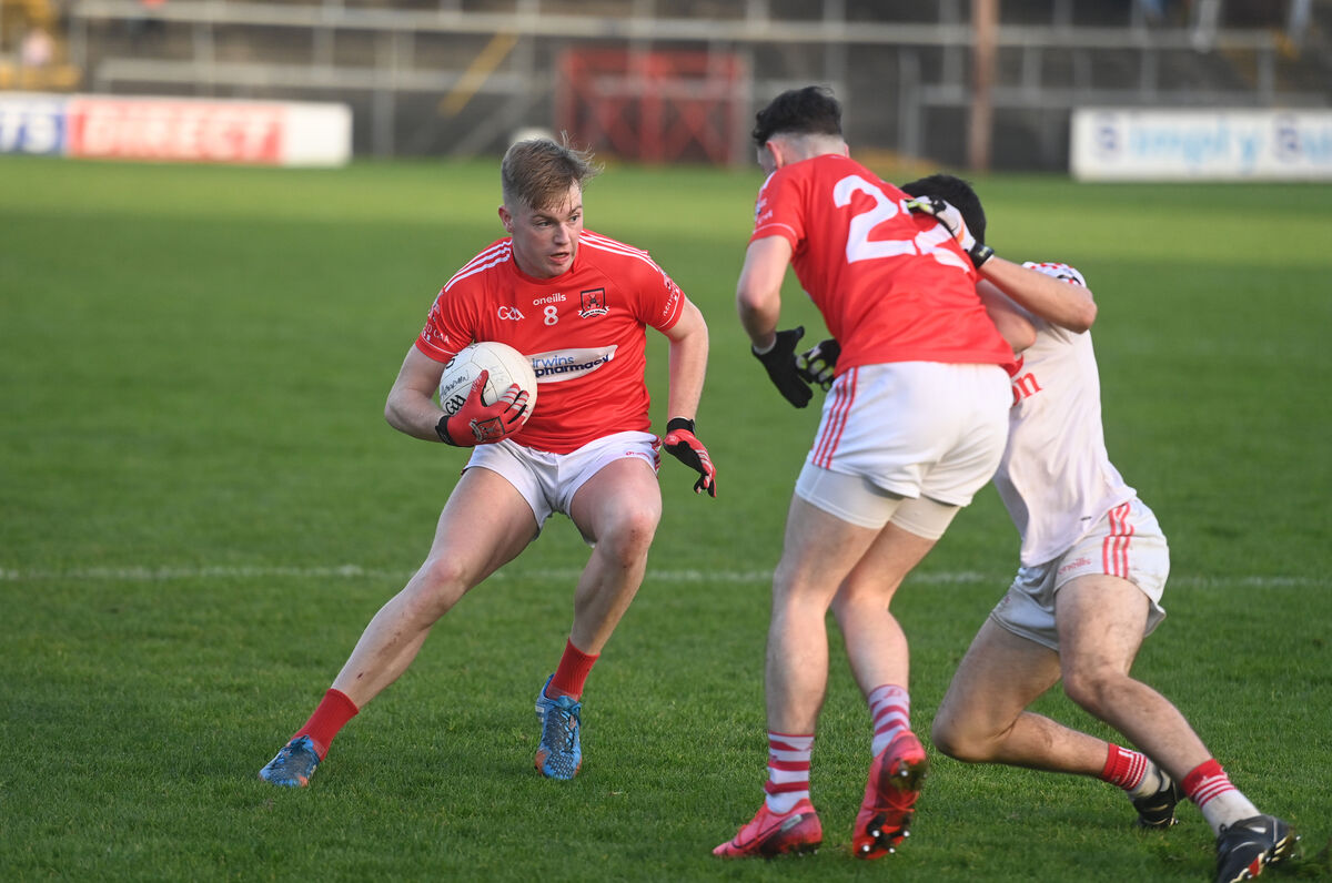 Mayfield's Eoin O'Sullivan with possession against Ballygarvan in the County JAFC semi-final at Páirc Uí Rinn. Picture: Larry Cummins Mayfield's Eoin O'Sullivan with possession against Ballygarvan in the County JAFC semi-final at Páirc Uí Rinn. Picture: Larry Cummins