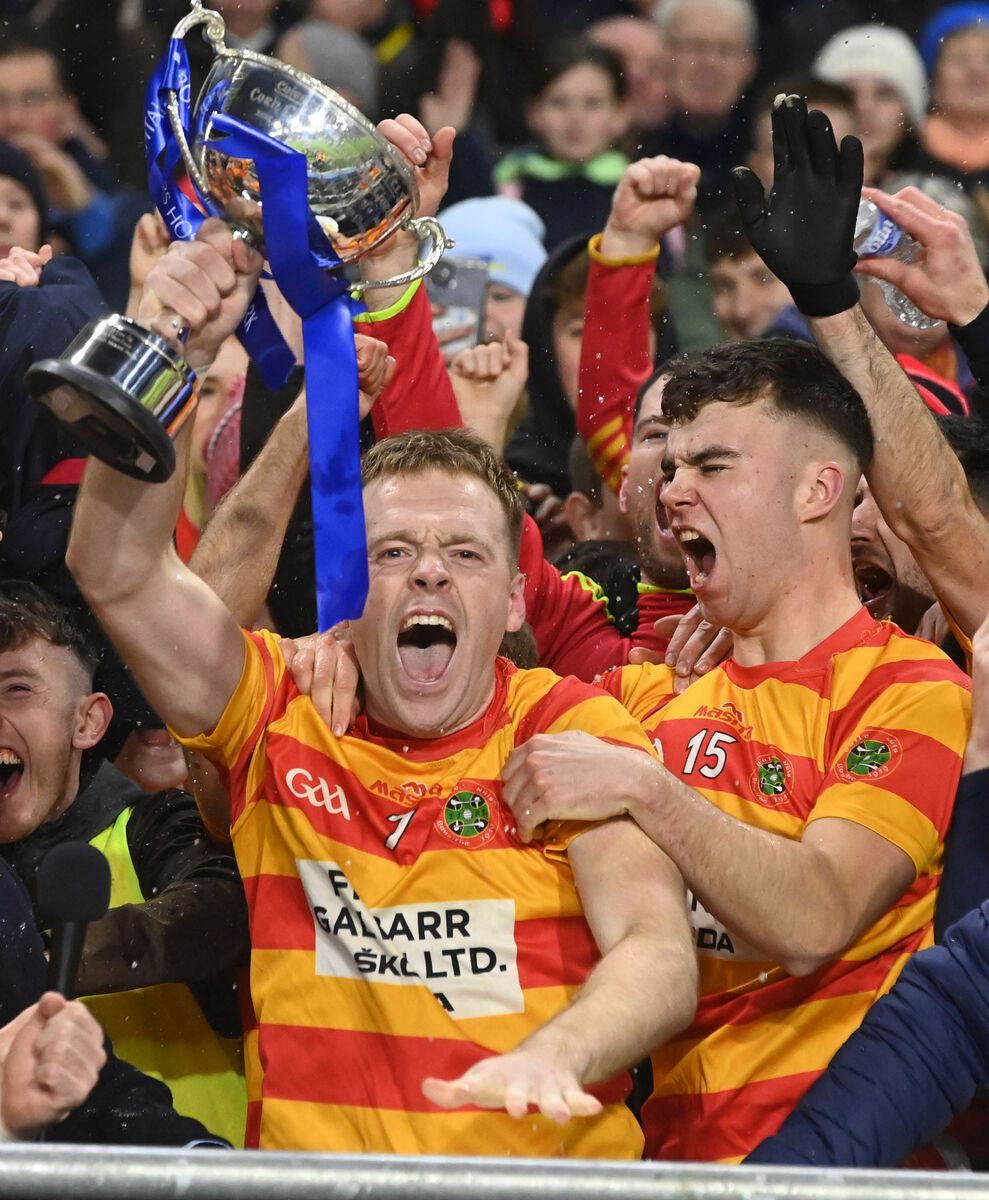 Newcestown captain Luke Meade raises the Kevin McTernan Cup. Picture: Eddie O'Hare
