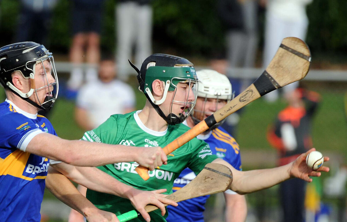 Harbour Rovers' Tom McGrath winning possession from Kilshannig's Bill Curtin in the Avondhu final at Castletownroche. Picture: Denis Minihane.