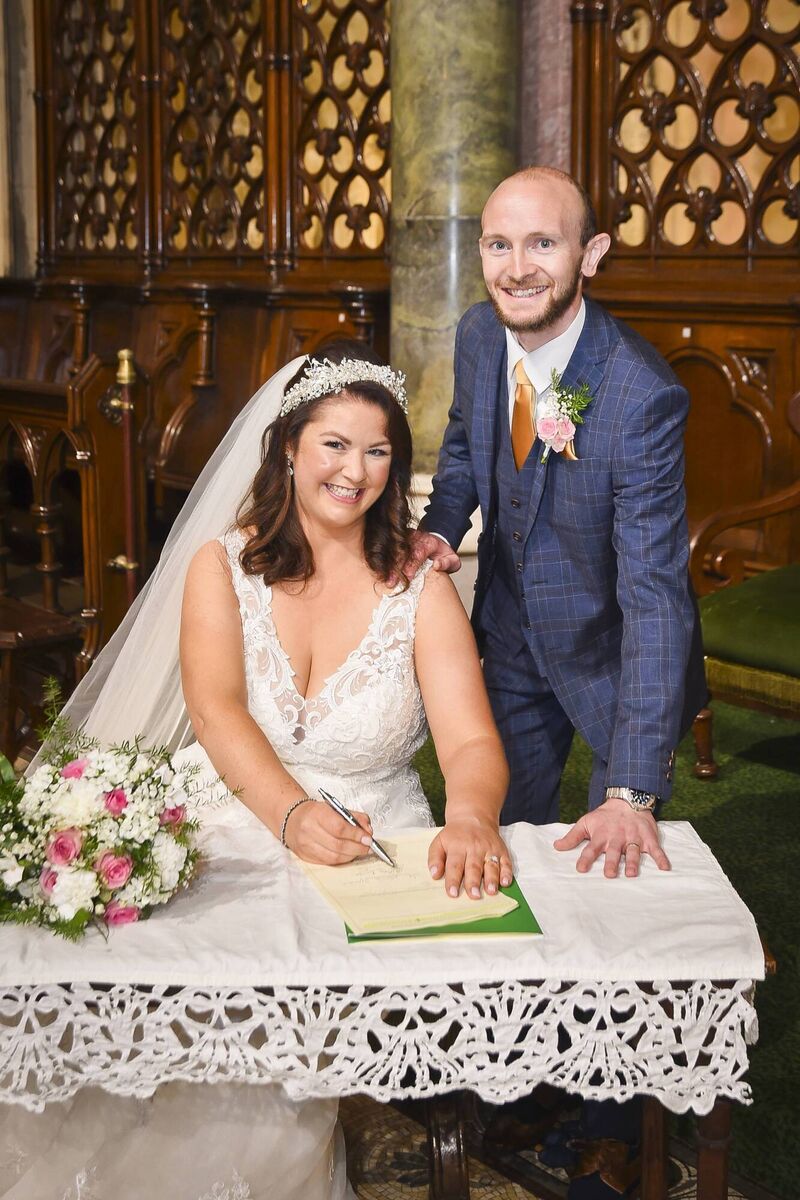 Aislinn Barry and Colin Santry, who were married in St Colman’s Cathedral in Cobh, where Aislinn is from. Aislinn Barry and Colin Santry, who were married in St Colman’s Cathedral in Cobh, where Aislinn is from.