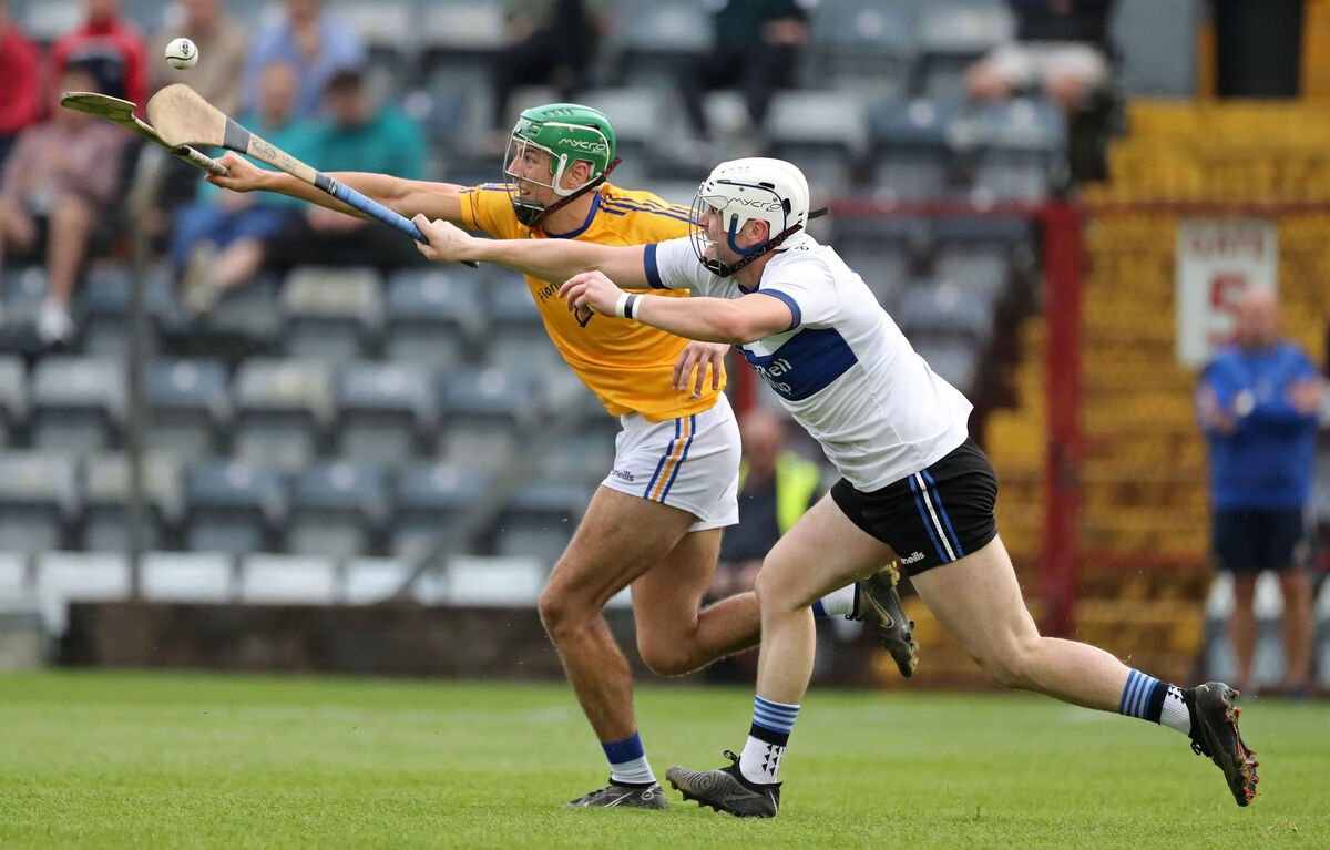  Ben Cunningham of St. Finbarr's is challenged by Eoghan Murphy, Sarsfields. Both All-Stars. Picture: Jim Coughlan.