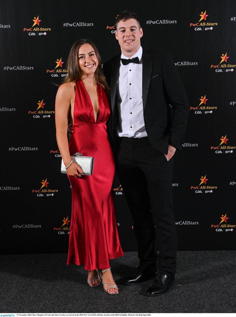 Rory Maguire of Cork and Áine Crowley on arrival at the 2023 PwC GAA/GPA All-Star Awards at the RDS. Picture: Seb Daly/Sportsfile Rory Maguire of Cork and Áine Crowley on arrival at the 2023 PwC GAA/GPA All-Star Awards at the RDS. Picture: Seb Daly/Sportsfile