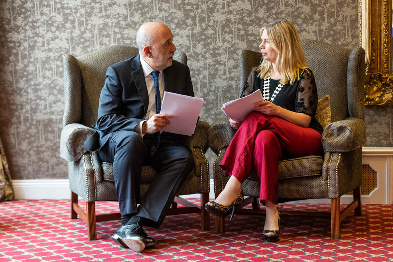Governor of the Central Bank of Ireland Gabriel Makhlouf with President of Network Cork Ingrid Seim at the Network Ireland Cork lunch in the Metropole Hotel as part of the governors visit to Cork during 2023. Picture: Darragh Kane