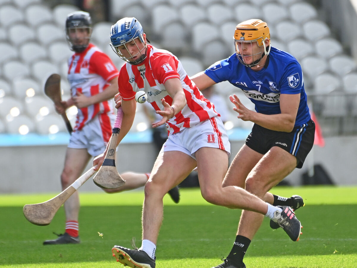 Imokilly's Diarmuid Healy gathers the ball from Sarsfields' Luke Elliott during this year's Co-op Superstores Cork Premier SHC semi-final at Páirc Uí Chaoimh. Picture: Eddie O'Hare
