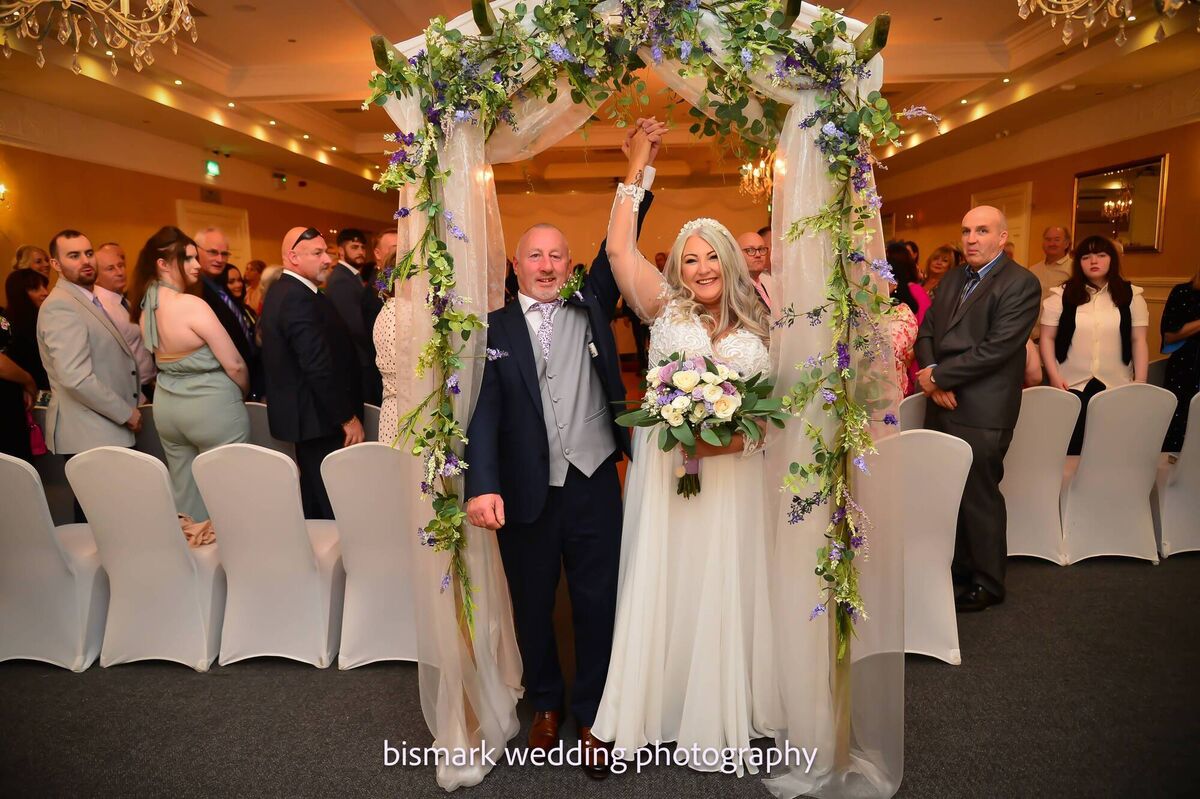 John and Siobhan Cronin, who live in Mayfield, were married at The Walter Raleigh Hotel, Youghal.	Pictures: Bismark
