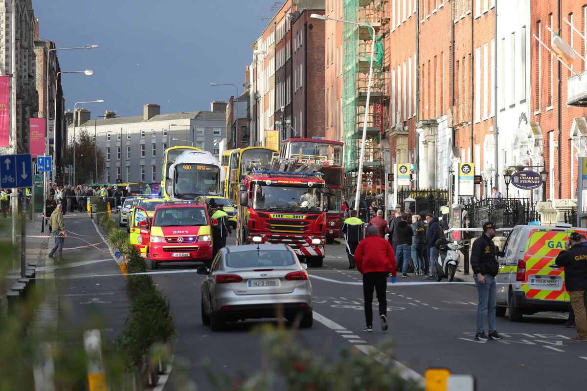 Garda at the scene of a serious incident on Parnell Square East this afternoon. Pic : Colin Keegan / Collins Photos Garda at the scene of a serious incident on Parnell Square East this afternoon. Pic : Colin Keegan / Collins Photos