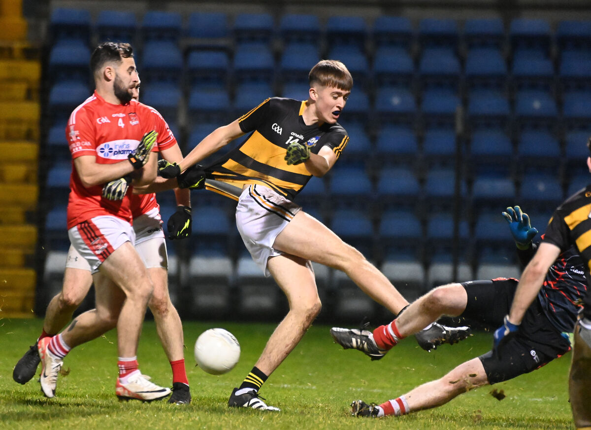Canovee's Brian McNabala has his shot saved by Mayfield goalkeeper Eolan Bond in the Bon Secours Cork Junior 'A' FC final at Pairc Ui Rinn. Picture; Eddie O'Hare Canovee's Brian McNabala has his shot saved by Mayfield goalkeeper Eolan Bond in the Bon Secours Cork Junior 'A' FC final at Pairc Ui Rinn. Picture; Eddie O'Hare