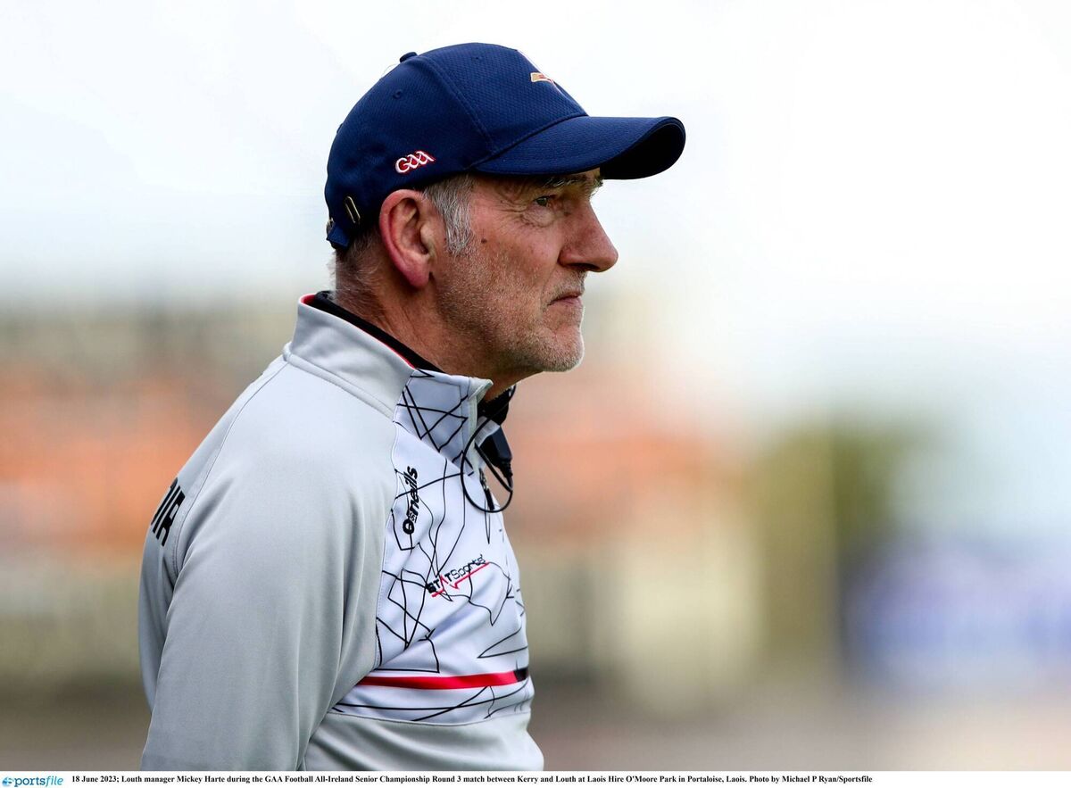 Louth manager Mickey Harte during the GAA Football All-Ireland Senior Championship Round 3 match between Kerry and Louth earlier this year. Picture: Michael P Ryan/Sportsfile Louth manager Mickey Harte during the GAA Football All-Ireland Senior Championship Round 3 match between Kerry and Louth earlier this year. Picture: Michael P Ryan/Sportsfile