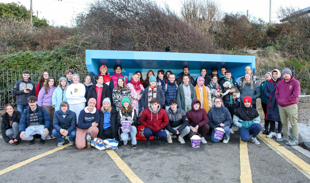 Students from UCC who took part in the College Christmas Swim organised by the Students Union to raise funds for various charities at Fountainstown, Co. Cork. - Picture: David Creedon.