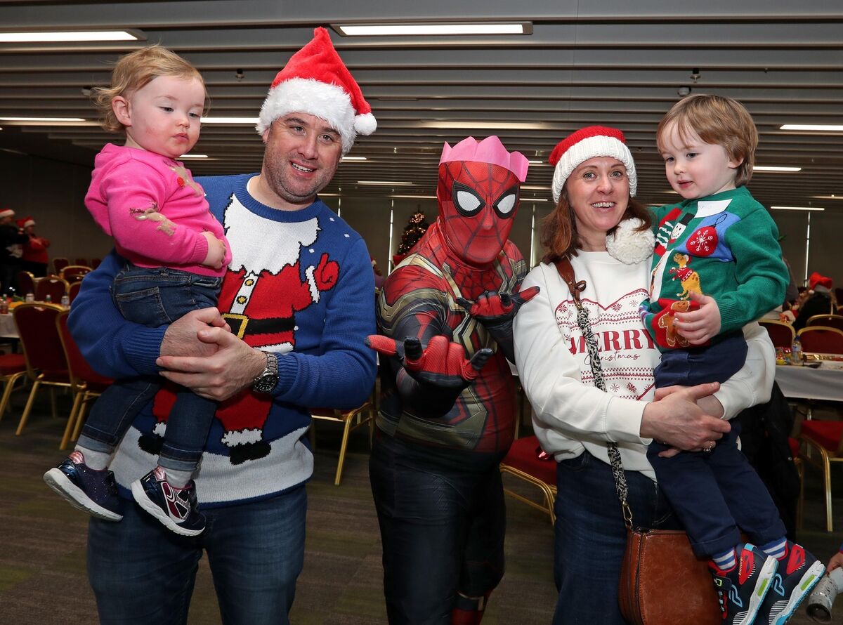 Alice, Bryan, Ciara and David Lester, from Crosshaven with Spiderman. Picture: Jim Coughlan. Alice, Bryan, Ciara and David Lester, from Crosshaven with Spiderman. Picture: Jim Coughlan.