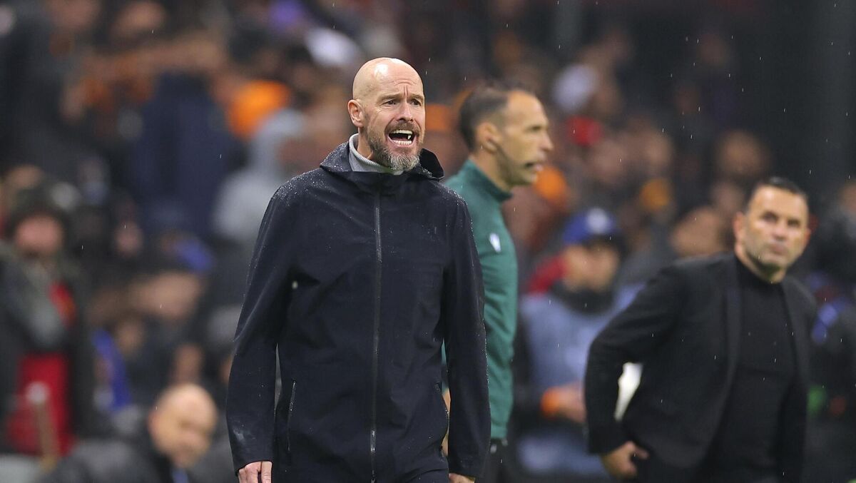 Manchester United's head coach Erik ten Hag shouts instructions during the Champions League group A soccer match against Galatasaray in Istanbul, Turkey. Picture: AP Photo