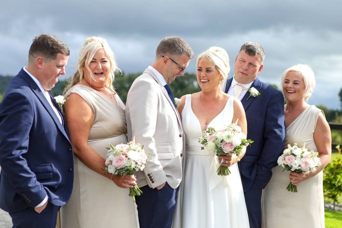 Tony and Nicola with their wedding party.