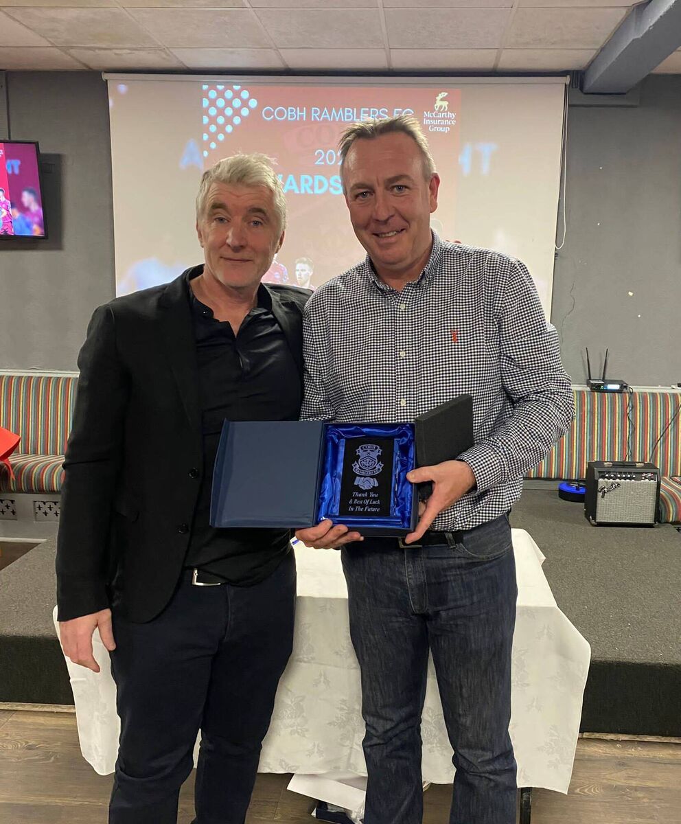 Club chairman Bill O'Leary presents Ivan Bevan (right) with a token of appreciation for his work as Academy Director over the last five years. Club chairman Bill O'Leary presents Ivan Bevan (right) with a token of appreciation for his work as Academy Director over the last five years.
