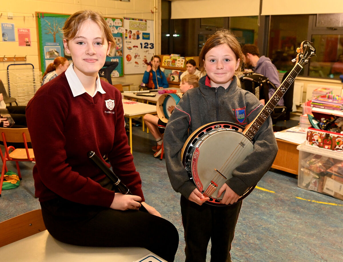 Ellen O'Dwyer and Saoirse Enright of Imokilly-Midleton comhaltas during rehearsals at St. Bridgets school, Midleton. Picture; Eddie O'Hare
