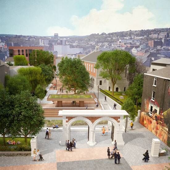 An aerial view of the planned redevelopment of Bishop Lucey Park. Picture: Cork City Council. An aerial view of the planned redevelopment of Bishop Lucey Park. Picture: Cork City Council.