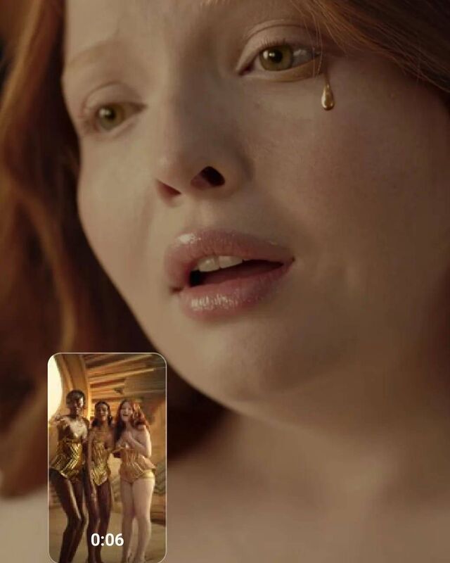 A screen grab of the advert featuring Ali's gold knickers.