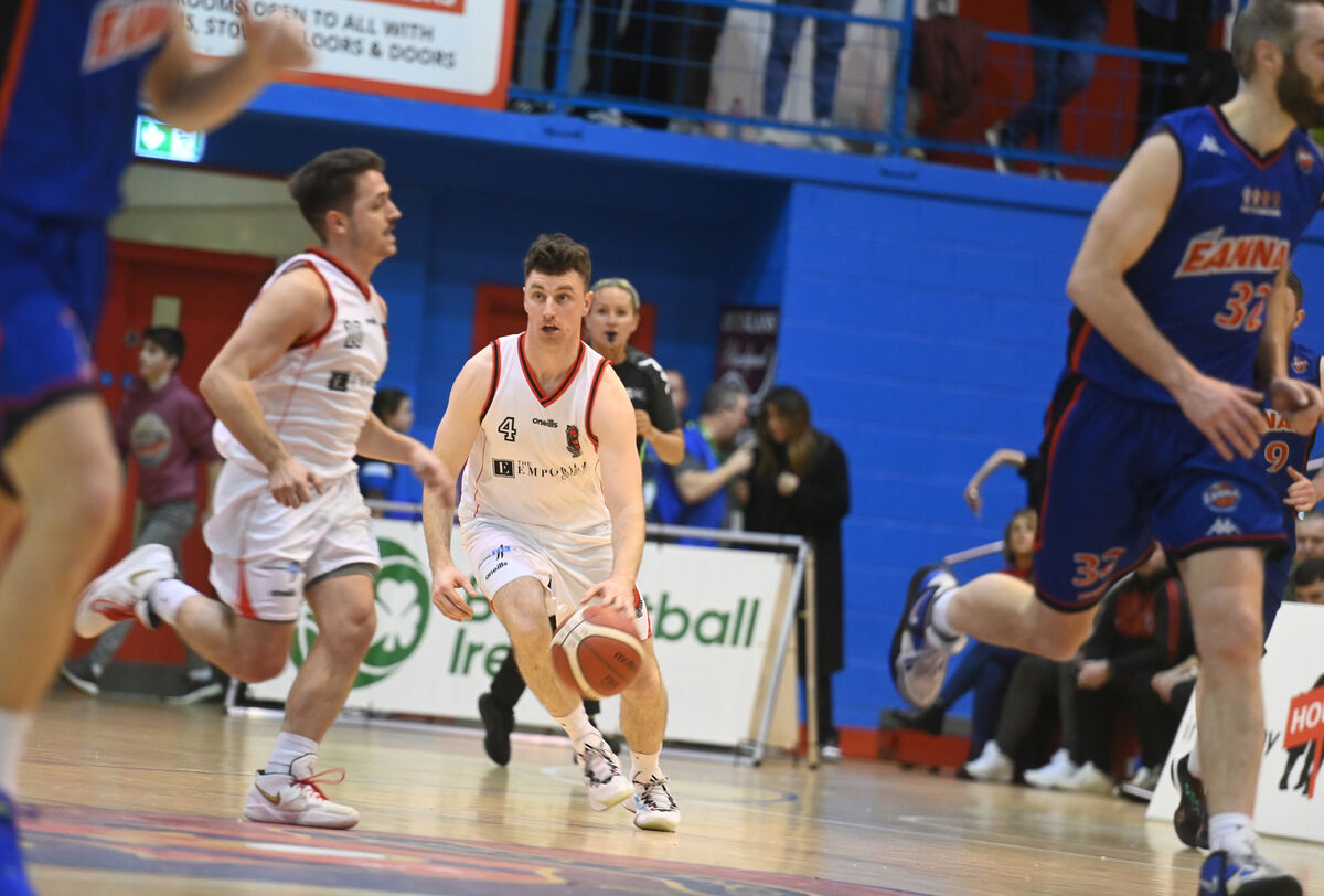  Adrian O'Sullivan, Emporium Cork Basketball with possession against Eanna.. Pic Larry Cummins. 