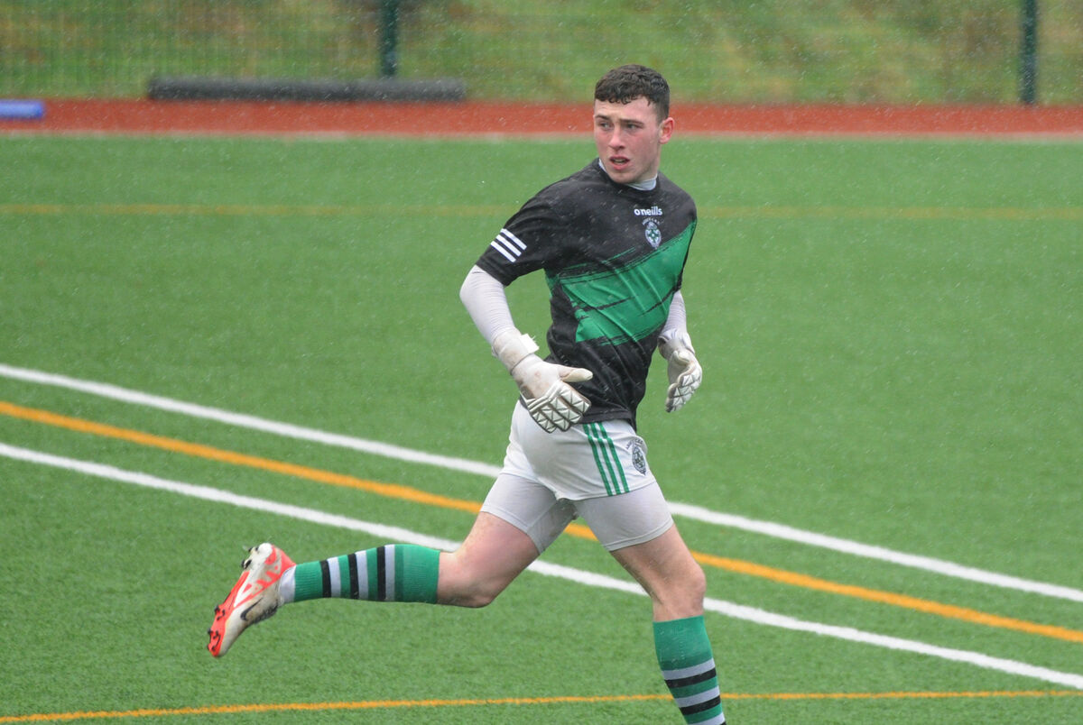 Abbey CBS goalkeeper Robbie McGrath after scoring one of his five points against Hamilton High School in the Corn Uí Mhuirí at Banteer.