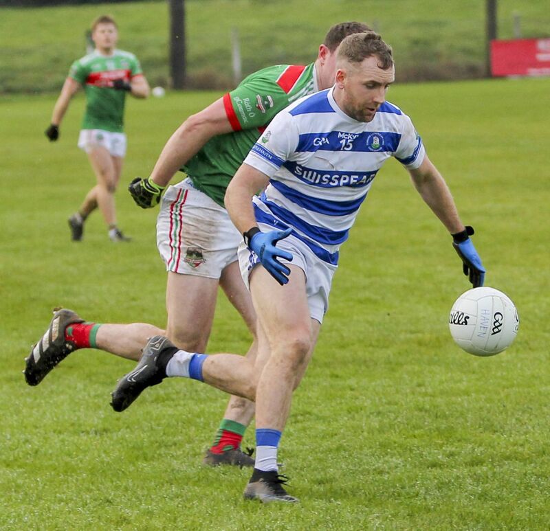 Castlehaven ace Michael Hurley running through Rathgormack defence. Picture: Andrew Harris