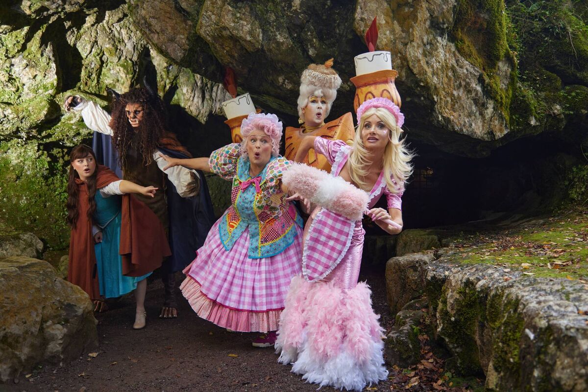 Marion Goggin, Belle, Padraic DiFusco, The Beast, Fionula Linehan, Peggy Twomey, Graham McDermott, Sparky Looney and Irene Warren, Barbie, who feature in Beauty and the Beast. Picture: Miki Barlok Marion Goggin, Belle, Padraic DiFusco, The Beast, Fionula Linehan, Peggy Twomey, Graham McDermott, Sparky Looney and Irene Warren, Barbie, who feature in Beauty and the Beast. Picture: Miki Barlok