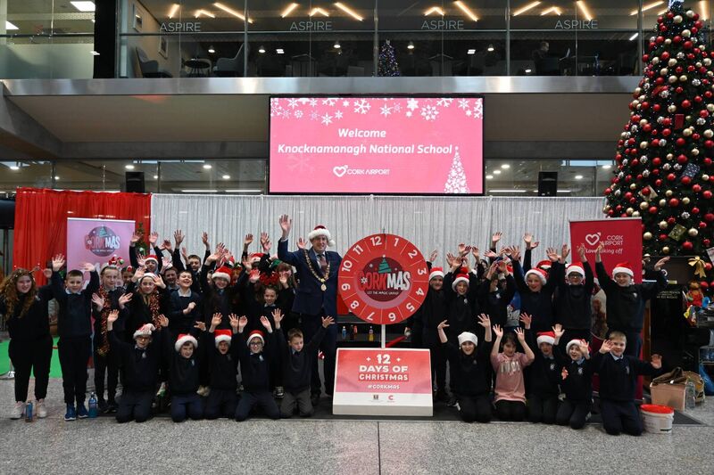 Pupils from Knocknamanagh National School join the Lord Mayor of Cork, Cllr Kieran McCarthy, to launch the Corkmas Roulette Wheel campaign. Pupils from Knocknamanagh National School join the Lord Mayor of Cork, Cllr Kieran McCarthy, to launch the Corkmas Roulette Wheel campaign.
