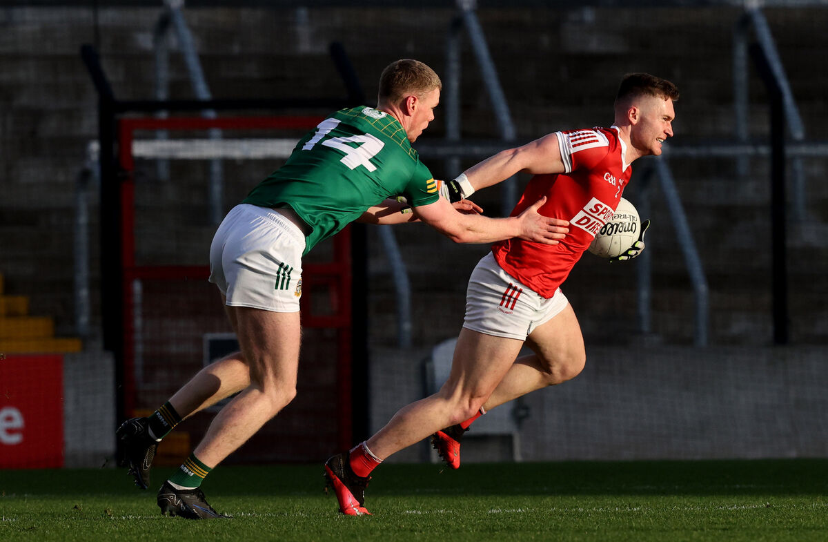 Kevin Flahive of Cork moving away from Meath's Matthew Costello at the Teddy McCarthy tribute game at Páirc Uí Chaoimh. Picture: INPHO/Bryan Keane Kevin Flahive of Cork moving away from Meath's Matthew Costello at the Teddy McCarthy tribute game at Páirc Uí Chaoimh. Picture: INPHO/Bryan Keane