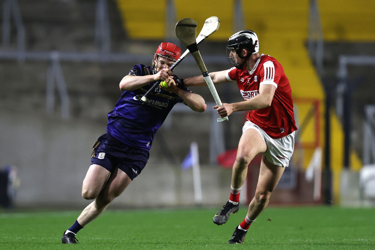 Ger Millerick of Cork tries to halt the progress of Galway's Tom Monaghan. Picture: Inpho/Bryan Keane Ger Millerick of Cork tries to halt the progress of Galway's Tom Monaghan. Picture: Inpho/Bryan Keane