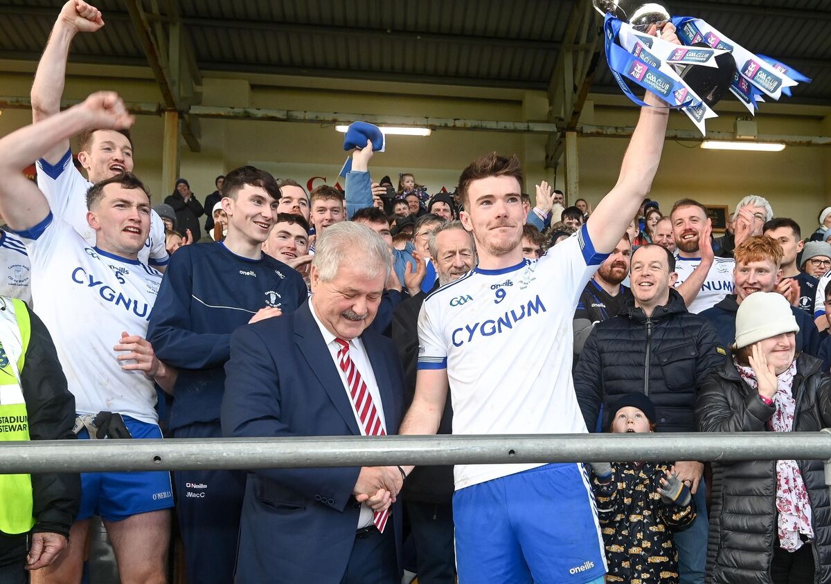  Cill na Martra captain Gearoid O Goillidhe lifts the cup, after they defeated Mungret in the AIB Munster Club Intermediate Football Championship Final, at Mallow.