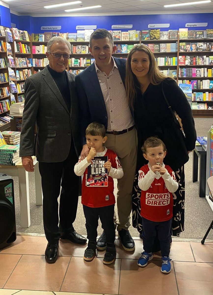 Denis Hurley with his father Jim, wife Jessica and sons Johnny and Aaron.